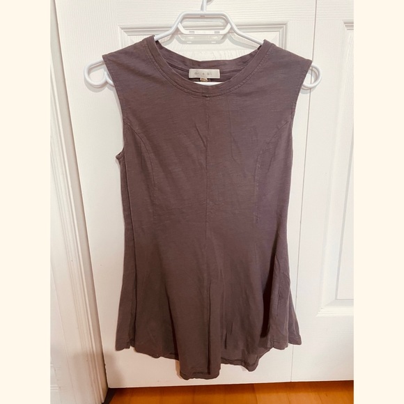 Anthropologie Eri + Ali Evie Gray Peplum Sleeveless Blouse. - Picture 4 of 5